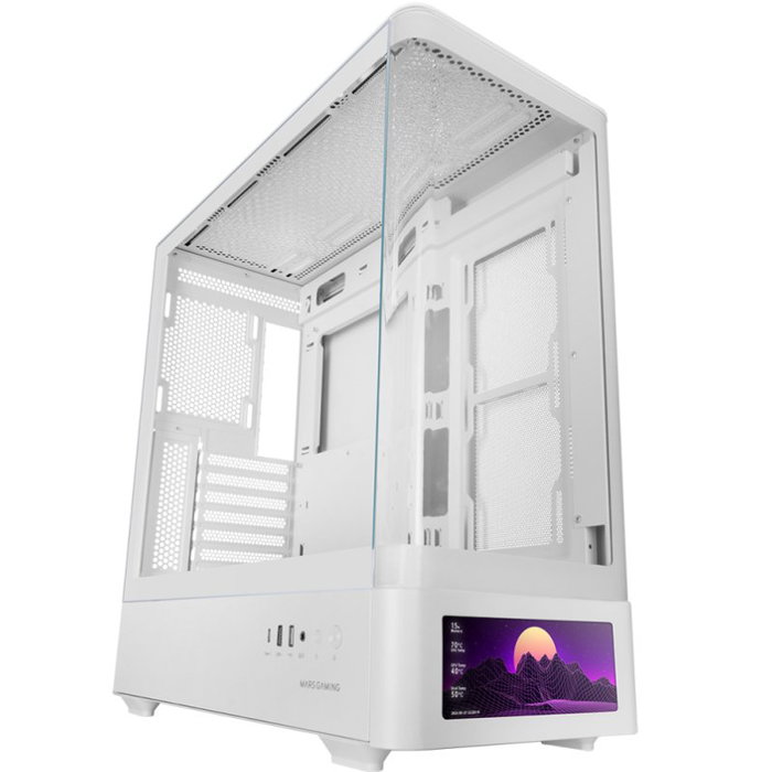 Mars Gaming MC-LCDPRO Caja Gaming Semitorre con Pantalla LCD 7,2 Pulgadas Blanca
